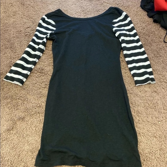 EXPRESS STRIPED SLEEVES MINI DRESS COTTON LOW BACK - Picture 1 of 4